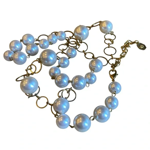 RJ GRAZIANO Faux Pearl and Gold-Tone Circle Chain Link Long Necklace - Picture 8 of 9